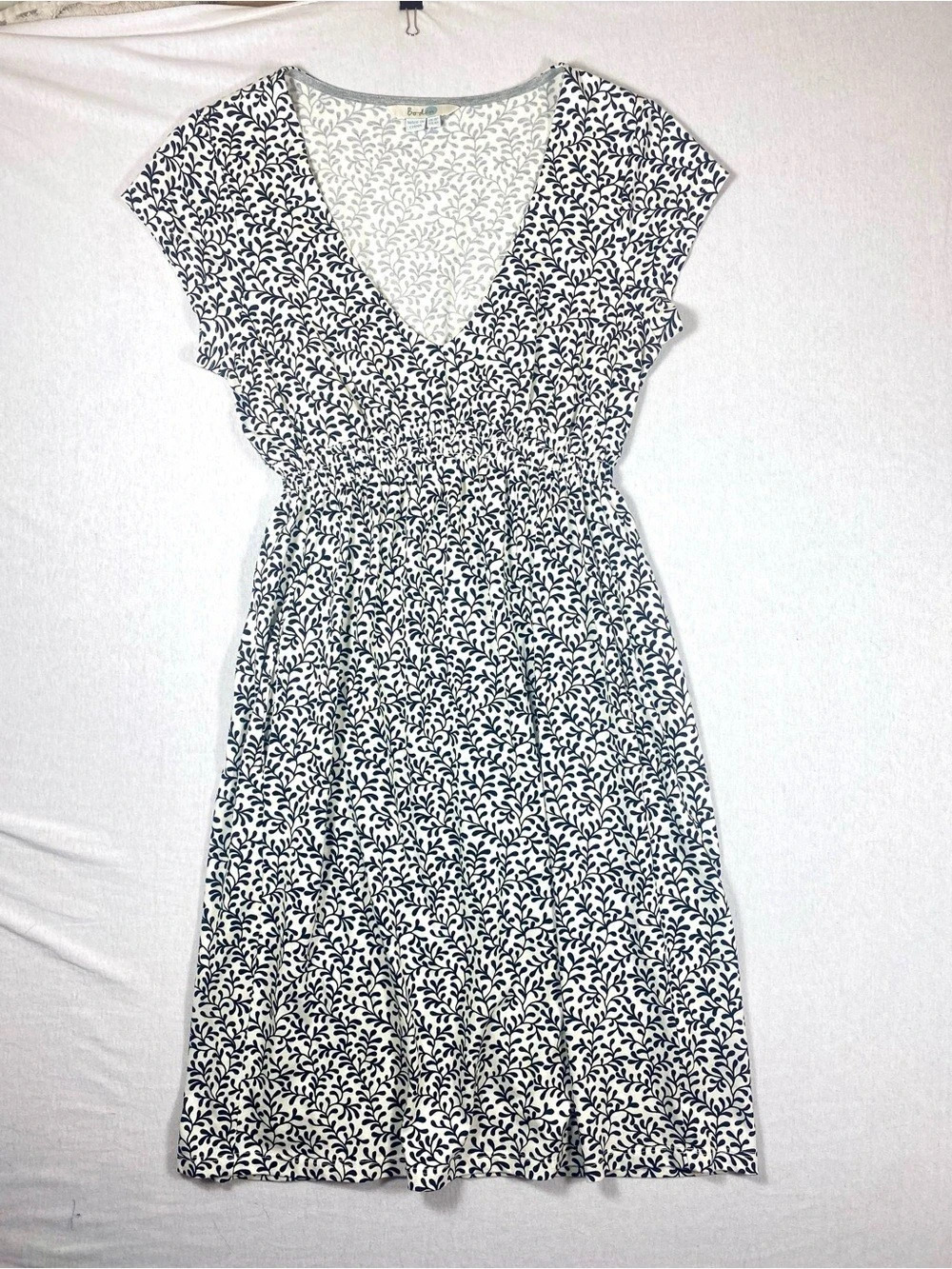 Boden Petite 4P Navy Floral V Neck Dress Modal Cotton